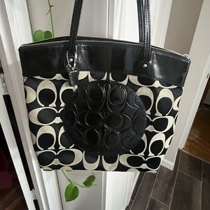 Black/Gray Coach hand bag , excellent condition .